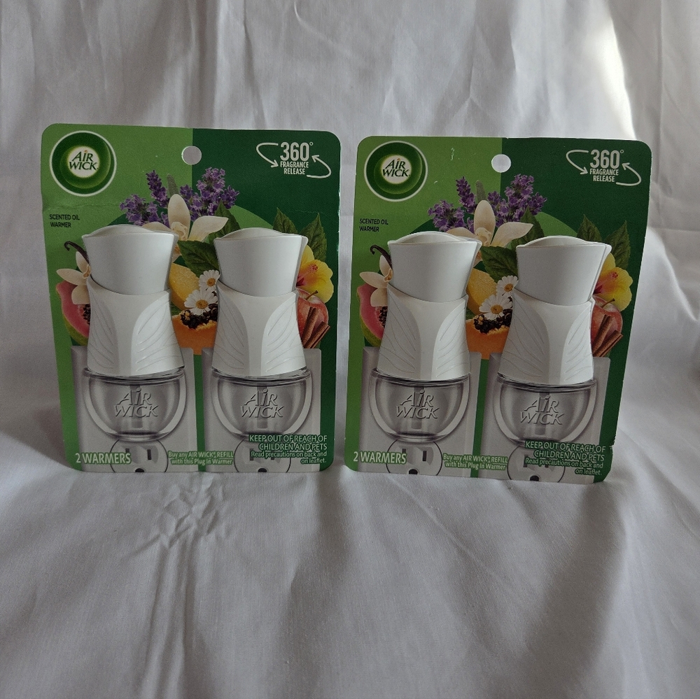 Air Wick White Plug-In Scented Oil Warmers 2 Pack New